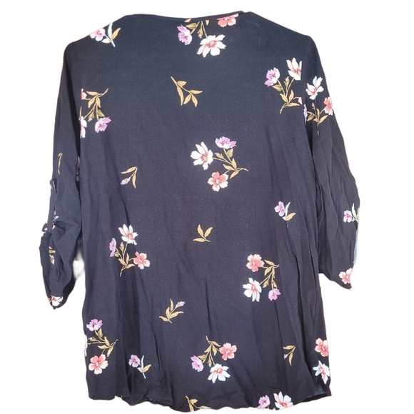 Paper Moon Black Floral Print Top L - Picture 3 of 6